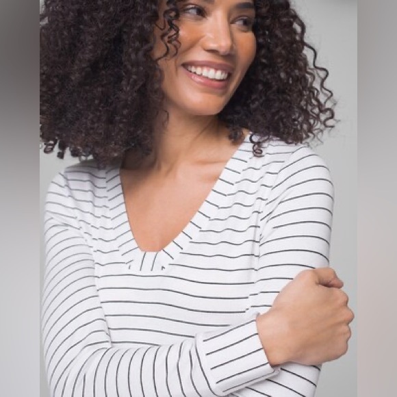 Soma French Terry Pullover Loungewear Top White & Black Stripe Tunic Top Size M - Picture 3 of 13